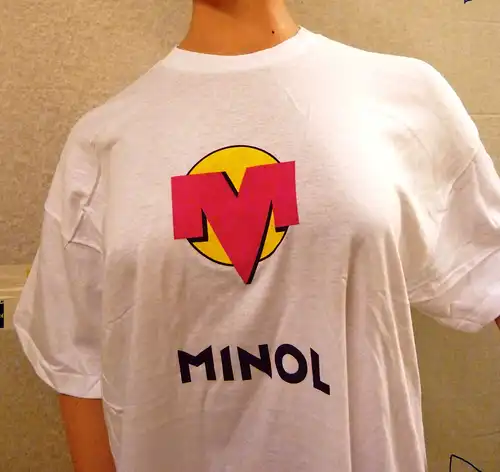 Werbung - T-Shirt Reklame, Werbung MINOL im neuen Design, ungetragen, 1990-93