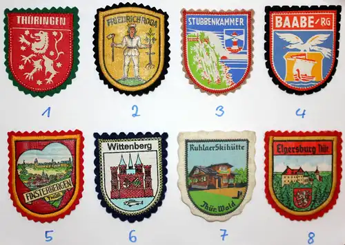 Aufnäher, Flicken, Patches, Werbung DDR-Städte/ Ortschaften etc., 80er Jahre