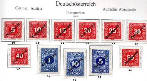 Österreich Portomarken 1919 Nr 64-74 ANK P64-74 Postfrisch / **