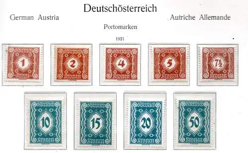 Österreich Portomarken 1922 Nr P 103 bis 111 Postfrisch / **