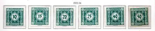 Österreich Portomarken 1922 Nr P 112 bis 117 Postfrisch / **