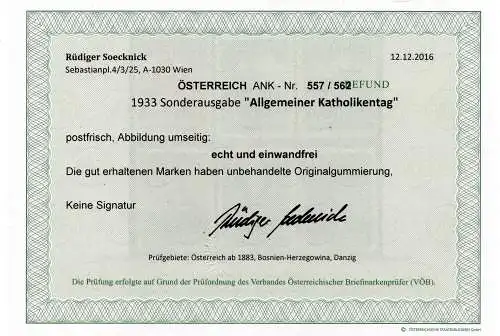 Österreich 1933 Nr 557 bis 562 Postfrisch / **