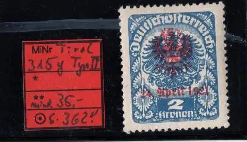 Österreich 1921 Nr 315y Postfrisch / **