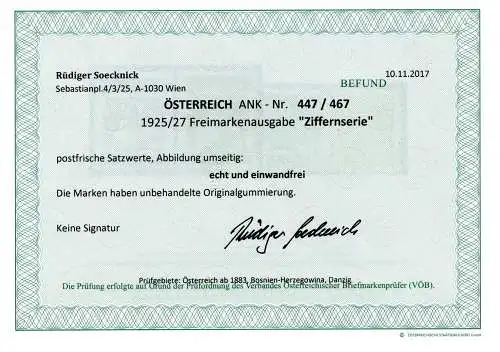 Österreich 1925 Nr 447 bis 467 Postfrisch / **