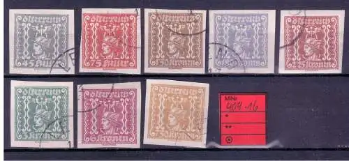 Österreich 1921 Nr 409 bis 416 Eckstempel/Wellenstempel