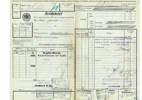 Frachtbrief 1915 DESSAU Junkers EISENBAHNDIREKTION HANNOVER #25