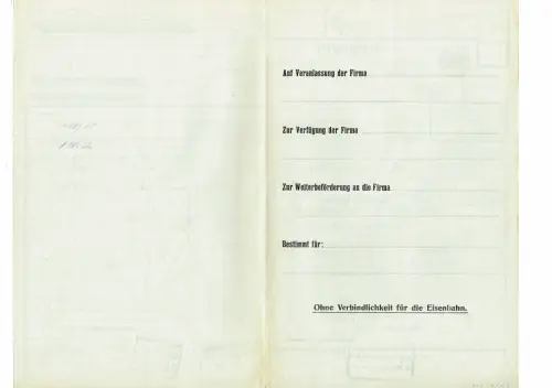 Frachtbrief 1915 DESSAU Junkers EISENBAHNDIREKTION HANNOVER #25