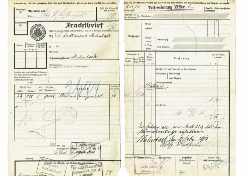 Frachtbrief 1913 KULMBACH LICHTENFELS kgl württembergische Staatseisenbahnen #15