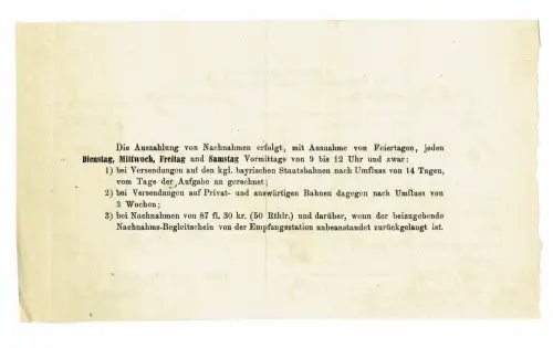 Frachtbrief Aufnahmeschein Beleg kgl. bayer. Güterexpedition 1877 BAMBERG #4