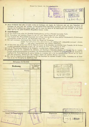 Frachtbrief DDR 1955 VEB BRAUNKOHLENWERK GROßRÄßCHEN HARSDORF #118
