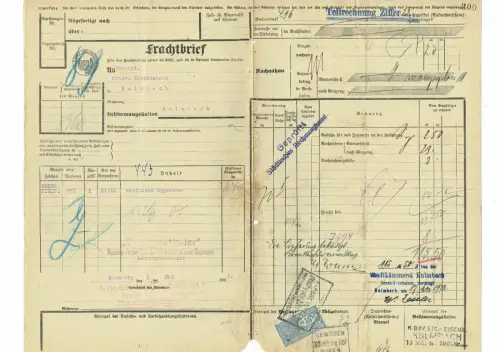 Frachtbrief Nürnberg 1922 ÄRZTLICHE APPARATE Reiniger-VeifaWerke A.G.#97