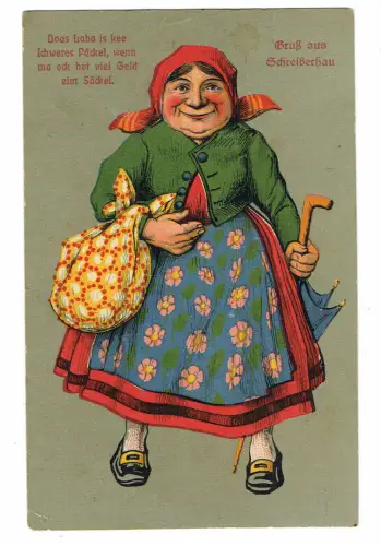 Riesengebirge Schreiberhau SCHLESIEN Lithographie Postkarte Ansichtskarte