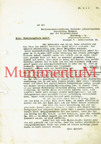 Erziehungsheim AUHOF NSDAP Gauleitung Franken 1939 Volkswohlfahrt R416