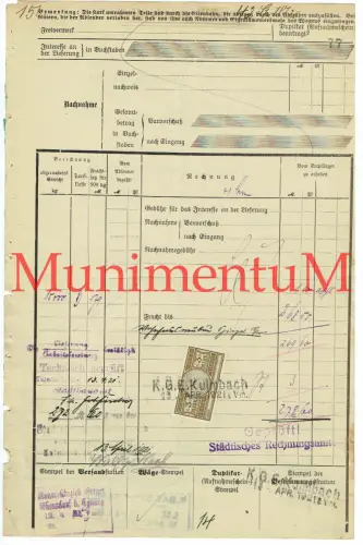 Frachtbrief bay. Staatseisenbahn Petschke Frachtstempel Lichtenfels Kulmbach#127