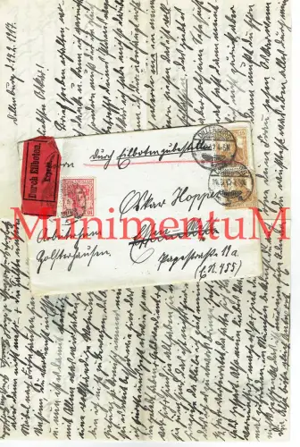 Eilsache Eilbote Eilbrief 1917 Essen Dillenburg Arbeitsheim Holsterhausen F63