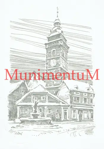 Ansichtskarte Zlabing Stadtturm, Mähren, gelaufen Leonberg Landtag F65