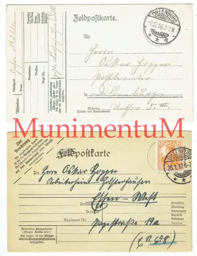 Feldpostkarte Frohnhausen Dillenburg über Entlassung, Holsterhausen, Krieg F86