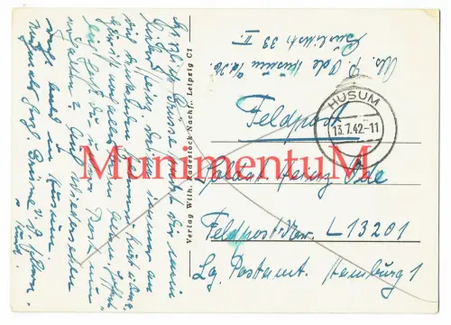 Feldpostkarte LUFTNACHRICHTEN (Lg) (Flgm) Regiment 11 | H. Ode1942 HUSUM F50