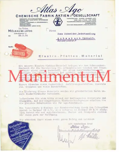 ATLAS AGO Chemische Fabrik Aktiengesellschaft MÖLKAU Elastra 1936 #61