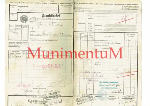 Frachtbrief Gebrüder A. & O. Huff BERLIN Melkendorf BENZIN Feuergefä. Doos #146