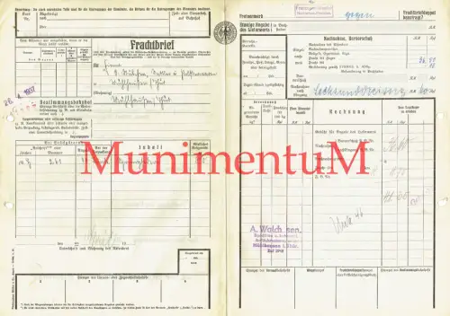 Frachtbrief KINKEL Sprungferdern nach MÜHLHAUSEN Spedition Walch1937 R141