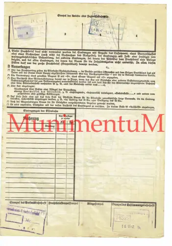 Frachtbrief MANNHEIM-FRIEDRICHSFELD Deutsche Steinzeugwarenfabrik 1947 U.S.-Zone