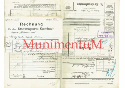 Frachtbrief über Hopfen NÜRNBERG Krakenberger 1909 + aufgeklebte Rechnung R434