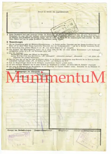 Frachtbrief PLÜDERHAUSEN Aktiengesellschaft Schüle-Hohenlohe n. MERKLINGEN 1939