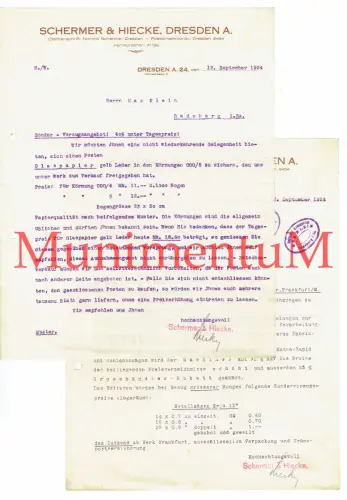 Schermer & Hiecke Glaspapier DRESDEN, Frankfurter Sägen- Werkzeugfabriken 1924