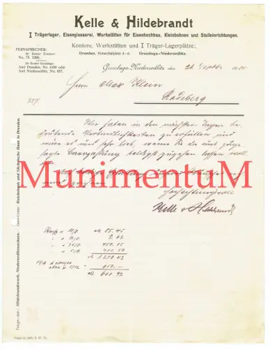Eisengießerei Kelle & Hildebrandt GROSSLUGA-NIEDERSEDLITZ - Rechnung 1905