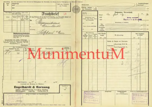 Frachtbrief Engelhardt & Hornung SCHWÄBISCH HALL 1931 n. Mainhardt über Sulzbach