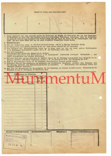 Frachtbrief WENDLINGEN ROTTENBURG 1946 bzgl. Leiterwagen U.S.-Zone Rollgeld