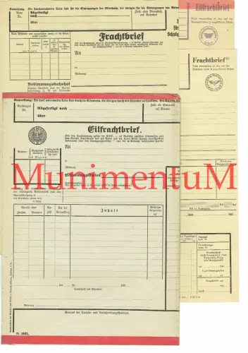 4 verschiedene Frachtbriefe BLANKO gut erhalten R654