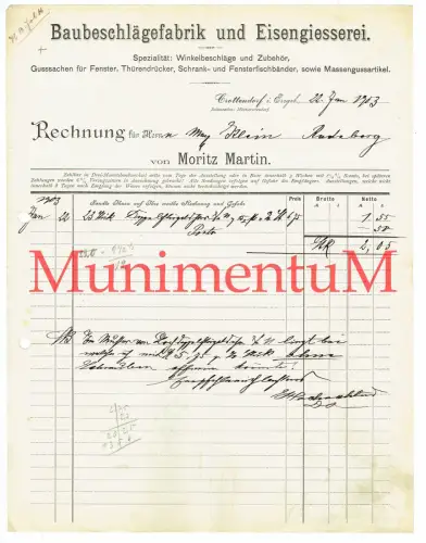 Baubeschlägefabrik & Eisengießerei v. M. Martin CROTTENDORF i. Erzgebirge 1903