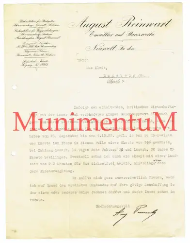 Emaillier- & Stanzwerke A. Reinwart NEUWELT m. Autograph Weltwirtschaftskrise 29