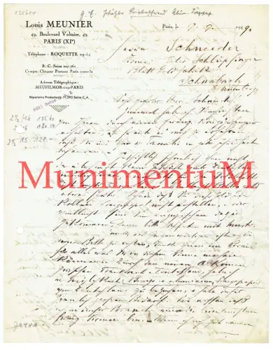 L. Meunier PARIS 1949 SCHWABACH Victoria-Bronzefarbenwerke Heinrich Reuß FÜRTH