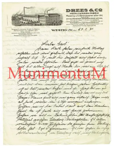 Metallwarenfabrik Drees & Co. WESTIG HEMER Fußball SUNDWIG vs DEILINGHOFEN 1931