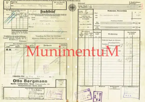 Frachtbrief DRG 1935 BERLIN LICHTERFELDE WEST über SEDDIN nach GIELOW O Bergmann