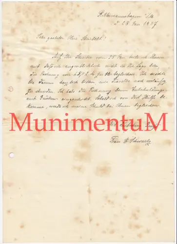 RITTERMANNSHAGEN FAULENROST - Brief 1937 bzgl. Entschuldungsamt GÜSTROW pleite