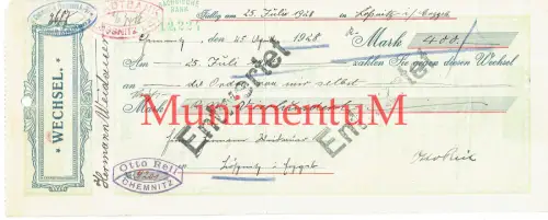 Wechsel LÖSSNITZ KAMENZ Bernsdorfer Eisen & Emaillierwerk Uhlich BERNSDORF 1928