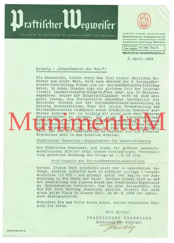 Wochenschrift Praktischer Wegweiser - Reichsnährstand-Ausstellung 1939 LEIPZIG