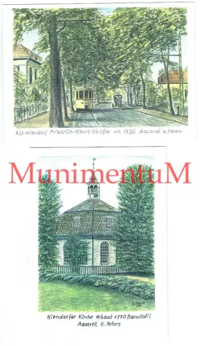 Niendorfer Kirche - Aquarell H. Peters - Postkartenformat - NIENDORF