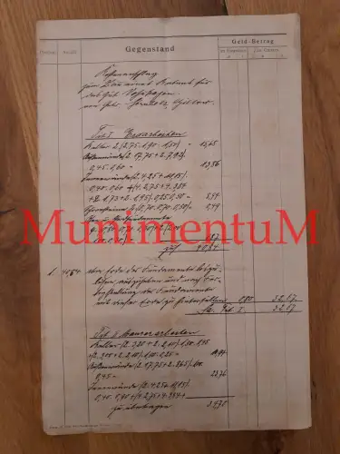 Kostenvoranschlag zum Bau eines Katens GUT VOSSHAGEN (von Blücher) GIELOW