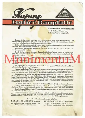 Kartonfabriken AG (Kapag) Isolier-Bauplatte GROSS SÄRCHEN - Reklame Werbung