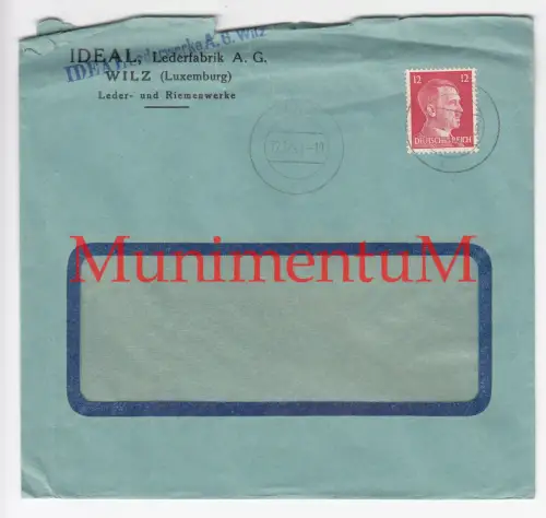 Ideal Lederfabrik A.G. WILZ i. Luxemburg Leder- & Riemenwerke leerer Kuvert 1941