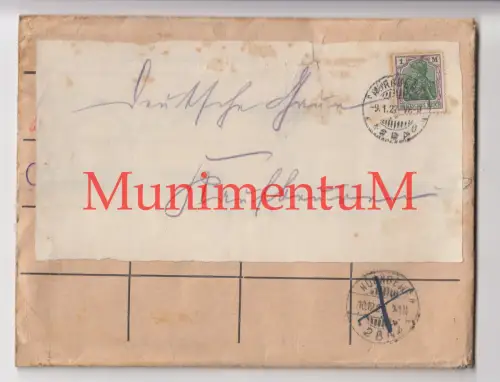 Deutsche _?_ KAUFBEUREN - leerer Kuvert von 1922 NÜRNBERG