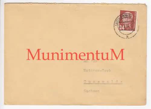 Saatzuchthauptgut PETKUS über LUCKENWALDE - leerer Kuvert n. CUNEWALDE 1953