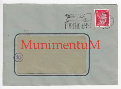 Melde Dich freiwillig zum Ehrendienst - leerer Kuvert LIEGNITZ i. Schlesien 1944