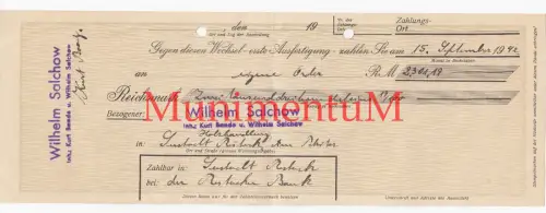 Wechsel Quittung Holzhandlung Wilhelm Salchow ROSTOCK Inh. Kurt Baade 1942