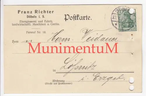 Eisengießerei & Fabrik landw. Maschinen Franz Richter DÖBELN - Rechnung 1913
